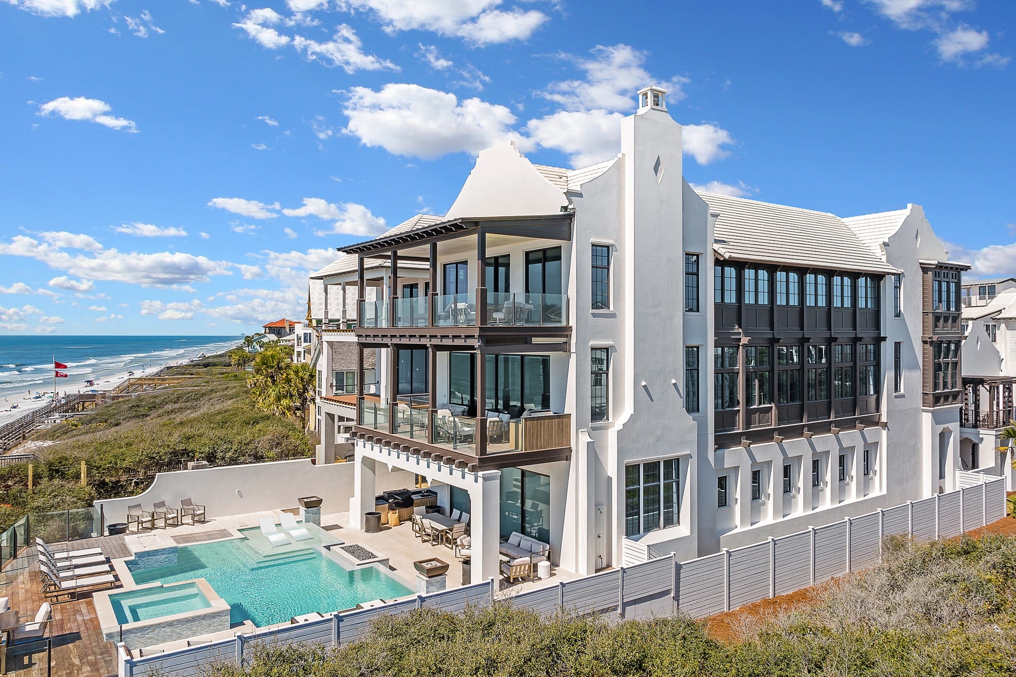 Luxury vacation rental property at sunset